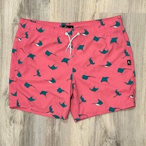 Hollister Men’s Pink Blue Stingrays 6” Swim Trunks Shorts Swimsuit Size M